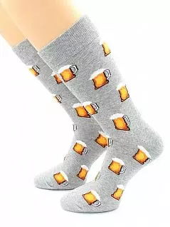 Универсальные носки с принтом "Кружка пенного" серого цвета Hobby Line 45890